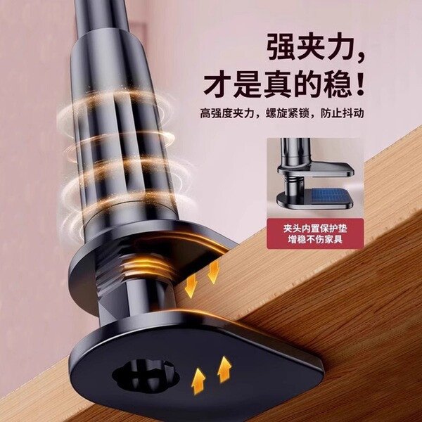 Gooseneck Phone Holder Phone Mount Holder for Bed Flexible Long Arm Clamp Compatible for iPhone 16 Pro Max 15 14 13 12 Mini 11 Xs XR X 8 7 6 Plus Galaxy S22 S21 S20 Smartphones Black